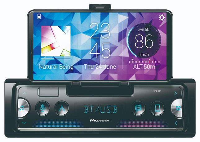 Pioneer SPH-10BT, 1-DIN autoraadio RDS-iga, Bluetooth, USB MP3, WMA, WAV, FLAC jaoks, Androidi tugi, iPhone'i juhtimine, Smart Sync rakendus