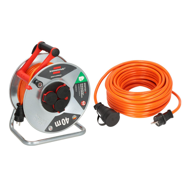 Brennenstuhl Garant S V2 IP44 kaablirull (40 m oranž kaabel) ja Brennenstuhl BREMAXX® pikenduskaabel V2 (25 m oranž kaabel, IP44, kasutatav temperatuuril kuni -35 °C, õli- ja UV-kindel)