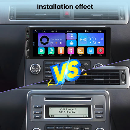 Hikity Carplay Android Auto juhtmega, 1 DIN autoraadio, 6,86-tolline ekraan, Bluetooth käed-vabad peegliühendus, puutetundliku ekraaniga autoraadio FM/EQ/USB/tagurduskaamera/mikrofoniga