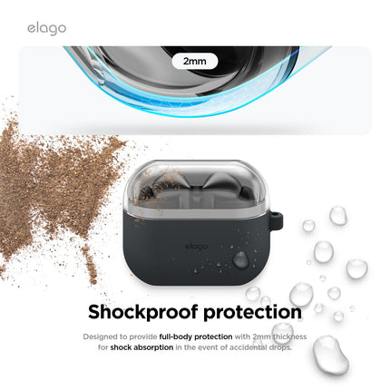 elago Compatible with Samsung Galaxy Buds 3 Case &amp; Galaxy Buds 3 Pro Case, Duo Case with Carabiner, Premium Silicone + TPU Case, Wireless Charging, Earphone Accessories, for Men, for Women (Black)