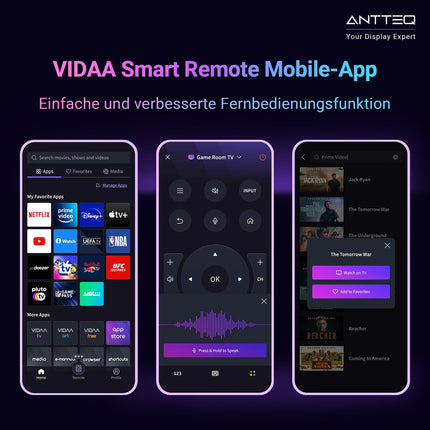 Antteq V43-AF3Q1-BT nutiteler 43-tolline (109 cm) televiisor, FHD, Vidaa OS, App Store, Bluetooth-juhtimine, Netflix/Prime Video/DAZN/UVM, WiFi, kolmekordne tuuner (DVB-T2/S2/C), hotellirežiim, 2025
