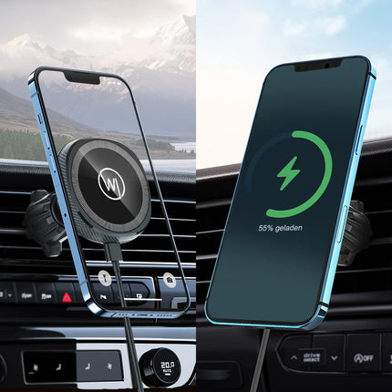 Wicked Chili 15W Car Mount with Charging Function, Compatible with MagSafe iPhone 16, 15, 14, 13, 12 (Pro, Max, Plus, Mini) Wireless Car Charger, Cell Phone Holder, Air Vent Car Mount