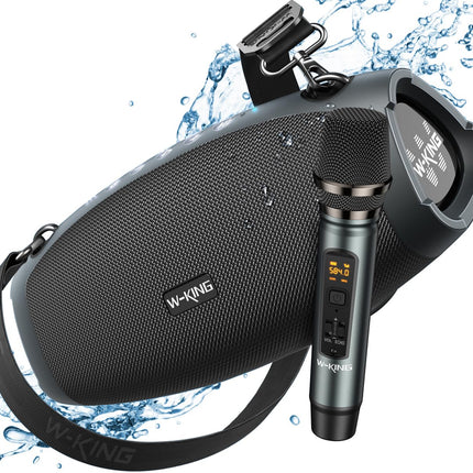 W-KING Bluetooth Speaker Large with Wireless Microphone, (120W Peak) 70W IPX6 Portable Outdoor Speakers Bluetooth Box Music Box, THREE Passive - Deep Bass/DSP/Power Bank/TF/AUX/EQ/Opener