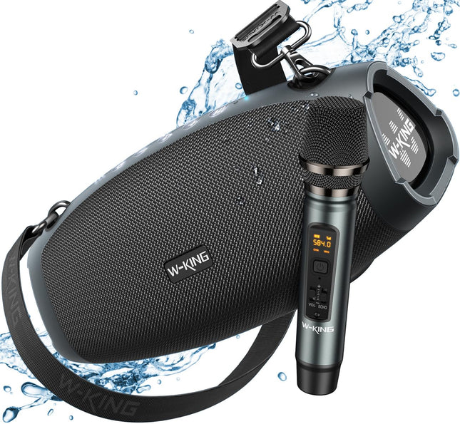 W-KING Bluetooth Speaker Large with Wireless Microphone, (120W Peak) 70W IPX6 Portable Outdoor Speakers Bluetooth Box Music Box, THREE Passive - Deep Bass/DSP/Power Bank/TF/AUX/EQ/Opener