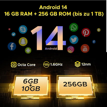 DOOGEE S Punk [2025] õuetelefon Android 14, 16 GB + 256 GB, 10800 mAh / 33 W, 50 MP + 16 MP kaamera, 126 dB kõlar, 6,58'' FHD+ õuenutitelefon, ehitusplatsi mobiiltelefon / NFC / OTG / sõrmejäljelukk / kahekordne 4G SIM-kaart