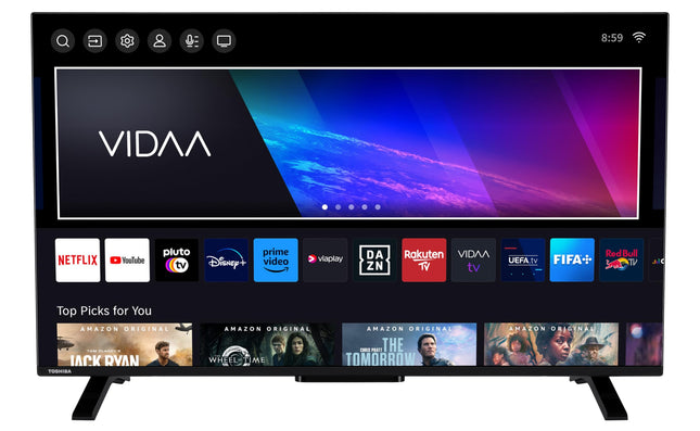 Toshiba 43QV2363DAW 43-tolline QLED-teler/VIDAA nutiteler (4K UHD, HDR Dolby Vision, kolmekordne tuuner, Bluetooth, Dolby Audio)