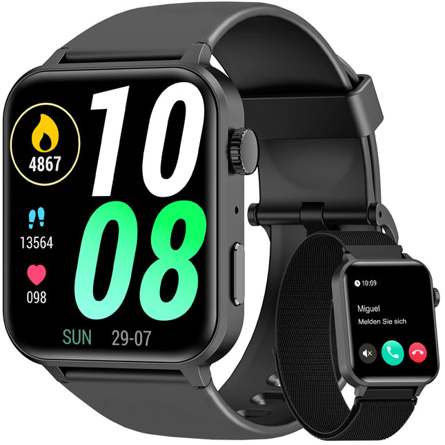 Blackview Smartwatch Men Women, 1.85'' Fitness Watch with Make and Answer Calls, Sports Watch, 100+ Sports Modes, Pedometer, Sleep Monitor, Heart Rate, Smart Watch Fitness Tracker for Android iOS