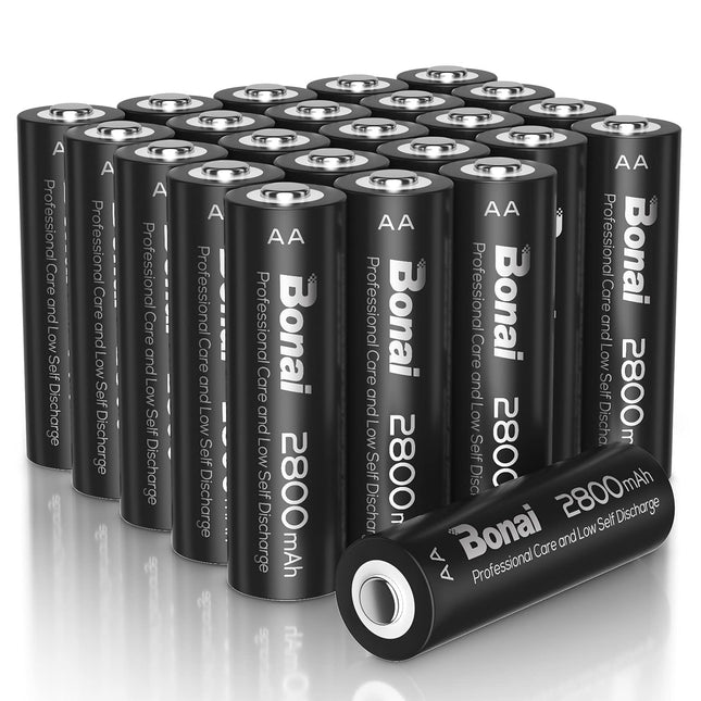 BONAI AA patarei 2800mAh 24 tükki laetavaid akuid suure mahutavusega 1.2V Mignon AA Accu NI-MH laetavad akud HR6 laetav aku madala isetühjenemisega