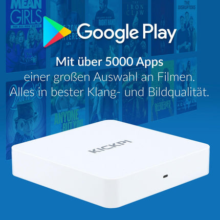 Zehnder KP-1, KICKPI IPTV Box, 4K UHD, Android 11, voogedastus, Netflix, Prime Video, YouTube, Google Play, Dolby, WiFi WLAN 2.4G/5G, Bluetooth FB, 32GB
