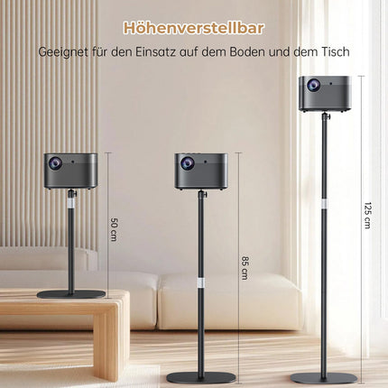 POLESTO metallist projektorialus, vastupidav metallist alus, 50–125 cm, 360° pöörlev, stabiilne kandevõime, ühildub projektorite, kaamerate, mobiiltelefonide hoidikutega, põrandal seisev tüüp