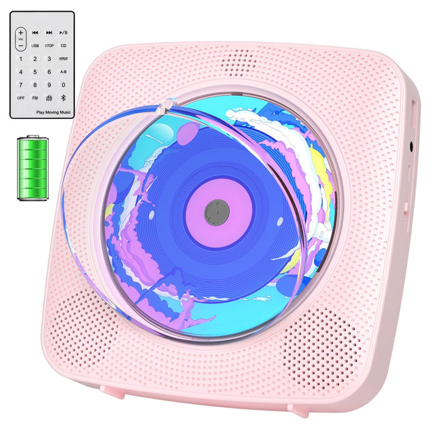 Raadio CD-mängijaga lastele: Kegaudio kaasaskantav CD-mängija Bluetooth-kõlariga, esipaneeliga, kaugjuhtimispuldiga, taimeriga, USB-taasesitusega, AUX-taasesitusega, roosa