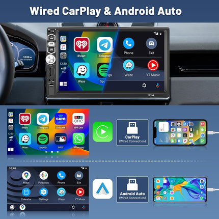 Inefala 1 DIN autoraadio Carplay ja Android Auto funktsioonidega, 7-tolline puutetundlik ekraan Bluetoothi, Mirror Linki, FM, AUX/TF/USB, SWC, ekvalaiseri ja tahavaatekaameraga