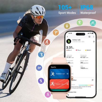 Smart Watches for Men Android iPhone, [1.8 inch LCD Screen] Smartwatch Fitness Tracker with Bluetooth Calling, AI Control, Heart Rate/SpO2/Sleep Monitor, 12 Days Battery, IP68 Waterproof