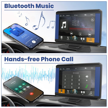 Podofo 7-tolline autostereo juhtmevaba Carplay ja Android Autoga, puutetundliku ekraaniga Bluetooth-automonitoriga, mis toetab peegli linki iOS-ile/Androidile, hääljuhtimisega, ekvalaiseriga heli seadistusega, USB/TF/AUX sisendiga