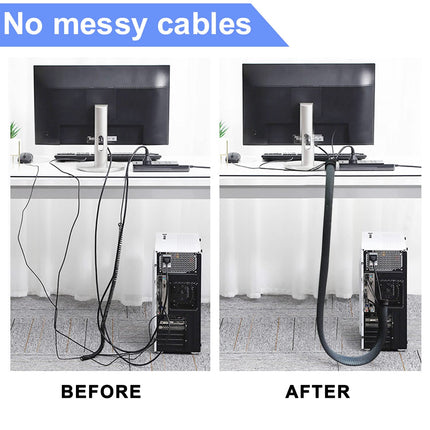 Upxdumi lukuga kaablihalduskomplekt arvutile/telerile 10 korduvkasutatava kaablisidemega koju ja kontorisse, pikkus: 120 cm (must)