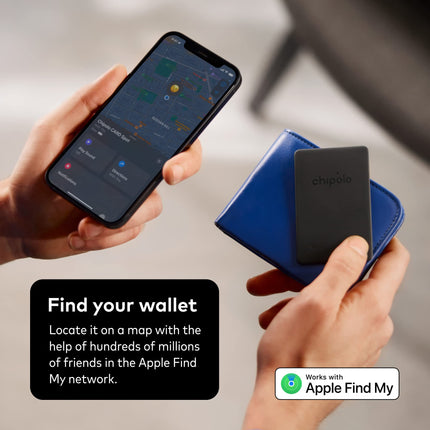 Chipolo Card Spot - rahakotiotsing, Bluetooth-jälgija rahakottidele - töötab Apple'i rakendusega Find My (ainult iOS) (Near Black)
