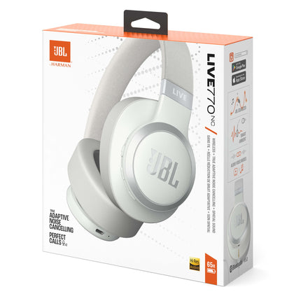 JBL Live 770 NC – Bluetooth-kõrvaklapid adaptiivse mürasummutusega – Juhtmevabad kõrvaklapid JBL Signature Sound ja häälassistendiga – Pikaajaline muusikanauding kuni 65 tundi – Valges värvitoonis