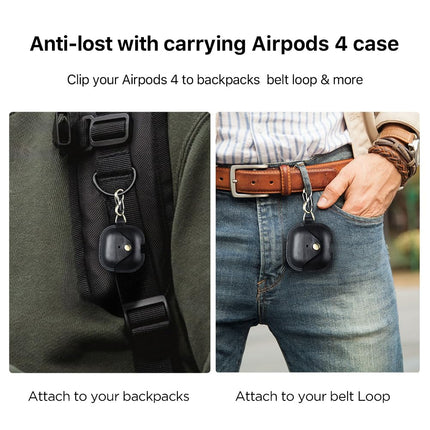 CONTACT'S perekonna nahkümbris AirPods 4 jaoks, Airpods 4 ümbris, Airpods 4 nahkümbris, AirPods 4 põlvkonnaga ühilduv nahkümbris (must)