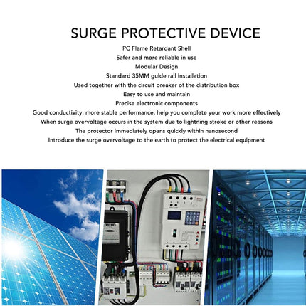 PV Surge Protection Device, 2P 20-40KA DC 500V High Security Photovoltaic Circuit Breaker Protection Surge Protector