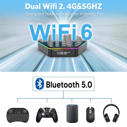 IDEALROYAL Android 12.0 teleriboks, Androidi box 4 GB muutmälu ja 32 GB ROM-iga Allwinner H618 neljatuumaline 64-bitine ARM Corter-A53 protsessor 6K eraldusvõimega 2,4 GHz / 5 GHz WiFi6 10/100 Mbps LAN, enteret, Bluetooth 5.0