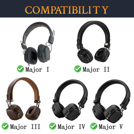 SOULWIT jahutusgeeliga vahetuskõrvapadjad Marshall Major I/II/III/IV ANC Bluetooth juhtmevabade/juhtmega kõrvaklappide jaoks, Marshall Major 1/2/3/4 peakomplekti jaoks, mürasummutusvahuga kõrvapadjad