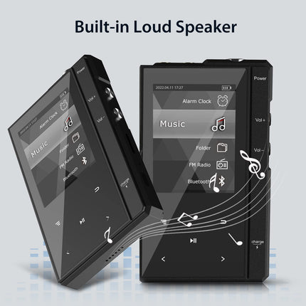 96 GB MP3-mängija Bluetooth 5.0-ga, Phinistec Z6 digitaalne audiopleier kõlariga, 2,4-tolline IPS-muusikapleier, üliäge aku tööiga, FM-raadio, e-raamatute, videote ja kuni 256 GB helisalvestus