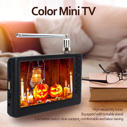 Dpofirs Portable 5 inch HD TV, 1500 mAh LCD TV Digital &amp; Analog Equipped with USB Port, Memory Card Slot, U-Disk Content Player for Travel, Camping