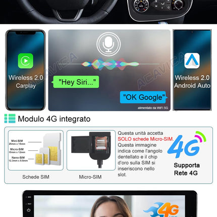 ACAVICA 4+64GB Android 14 autoraadio Renault Clio MK4 2012-2018 stereo 8-tuumaline GPS-navigatsioon koos juhtmevaba CarPlayga, Android Auto Bluetooth 4G LTE WiFi (8-tuumaline, 4+64GB)