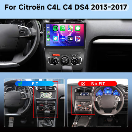【8 tuumalist 6+128G】 Hodozzy Carplay autoraadio Citroën C4L C4 DS4 2013-2017 Android autoraadio 2 DIN navigatsiooniga, 10-tolline puutetundlik ekraan koos Android Auto/peegli lingi/WiFi/GPS/RDS/FM/Bluetooth/USB+Canbusiga