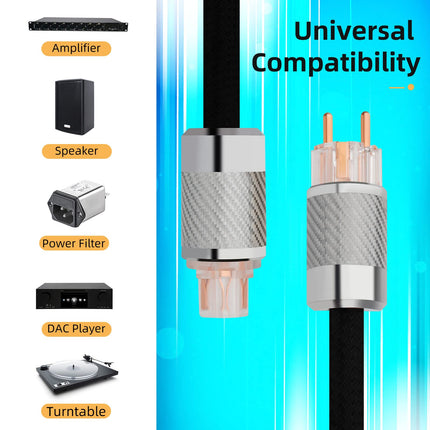 Audiophile HiFi toitekaabel, HiFi toitekaabel 10AWG EU toitejuhe, NEMA 5-15P IEC320-C15 emane pistik, 125V/15A kõlarite, subwooferite, plaadimängijate, võimendite, DAC-ide jaoks (süsinikkiust, 1,0 m/3,3 jalga)