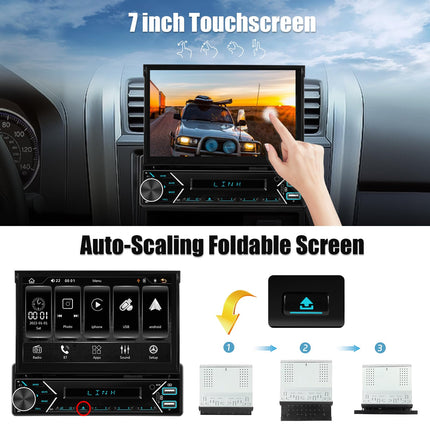 Juhtmevaba CAMECHO 1 DIN Carplay Android Auto, 7-tollise automaatse ekraaniga autoraadio Bluetoothi ​​ja vabakäesüsteemiga, kiirlaadimisega, peegliühendusega, FM Type-c/SD/AUX-sisendiga
