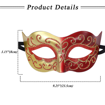 Oidea Veneetsia retro mask meestele: Veneetsia mask meestele, vintage stiilis, karneval, halloweeni kostüüm, kokteilipidu, mardi gras mask, punane