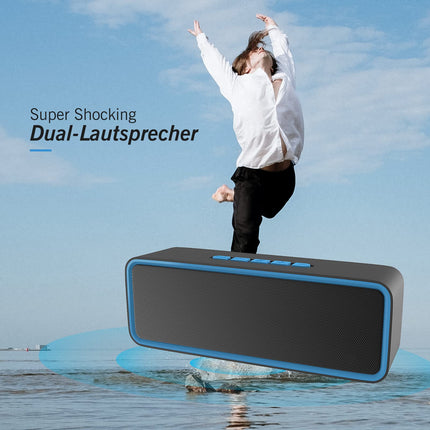 Kolaura Wireless Bluetooth Speaker, Portable Bluetooth 5.0 Speaker with Dual-Driver Bass, 3D Stereo, FM Radio, Hands-Free Calling, Built-in 1500mAh Battery, 12-Hour Playtime (Blue)