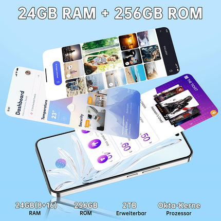 OUKITEL P1 mobiiltelefon ilma lepinguta - 24GB+256GB nutitelefon ilma lepinguta Android 14, 6,7-tolline AMOLED ekraan SIM-kaardivaba mobiiltelefon 5150mAh, 50MP+32MP kaamera, GPS, NFC, must