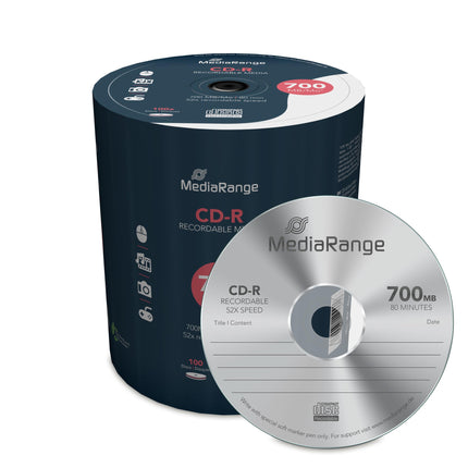 MediaRange CD-R 700MB|80min 52x write speed, 100-pack cakebox