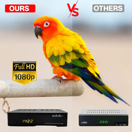 Amiko MIRA3 HD satellite receiver with recording function, card slot, timeshift, HDMI, PVR, USB, WiFi, AAC-LC, SCART, coaxial - satellite receiver HD for satellites, satellite receiver with 12V power supply + HDMI cable M@tec