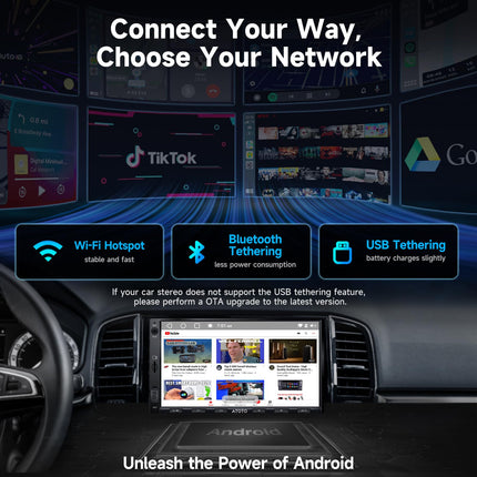 ATOTOZONE A5L Android Double DIN raadio, autoraadio navigatsiooniga, 7-tolline digitaalne meediavastuvõtja, juhtmevaba CarPlay ja Android Auto, WiFi/Bluetooth/USB jagamine, 2G+32G, MirrorLink, 24-bitine ekvalaiser DSP, FM/RDS/SWC