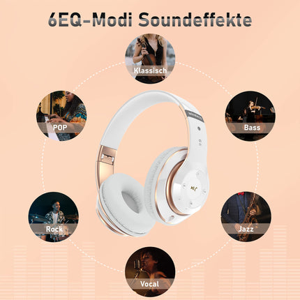 Lankey Sound juhtmevabad Bluetooth-kõrvaklapid - 6 ekvalaiseri režiimi. Juhtmevabad kõrvaklapid, 65 tundi mänguaega. Kokkupandavad kerged kõrvaklapid sisseehitatud HD-mikrofoniga, FM, SD/TF arvuti/kodu jaoks.