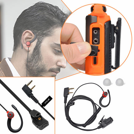 HYS Quansheng UV-K5(8) 5W kahe sagedusalaga raadiosaatja UV-K6(oranž) kõneraadio, laetavate akudega raadio, VHF UHF kahesuunaline raadio (G-konksuga kõrvaklapid kerge kõrvatropiga lisatarvikuga)