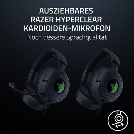 Razer Kraken V4 X - juhtmega arvutimängude peakomplekt (Triforce 40 mm draiverid, sissetõmmatav kardioidmikrofon, 7.1 ruumiline heli, Chroma RGB, arvuti - konsoolide ja mobiiltelefonide jaoks USB-C kaudu) must
