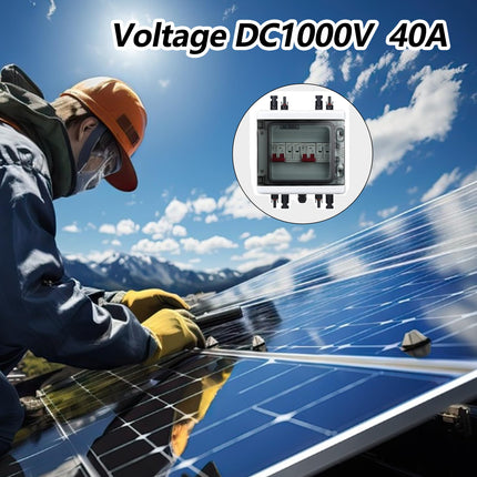 Ülepingekaitse PV, 2 sisse ja 2 välja alalisvoolu lahtiühendamise lüliti, välgukaitselüliti, 2 stringi 1000V DC 40A 20-40KA generaatori ühenduskarp, IP65 veekindel päikesepaneelide ühenduskarp fotogalvaanika jaoks
