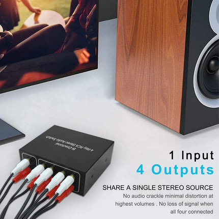 UNSTINCER Cinch RCA L/R audio lüliti 4(1)-sisend-1(4)-väljund, analoog passiivne stereo Aux lüliti, kahesuunaline käsitsi helivaliku lüliti jaotur fonokõrvaklappidele võimendile arvuti kõlarile