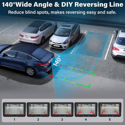 Vtopek AHD 1080P Rear View Camera Car Kit Reversing Camera with 4.3" Monitor 5 Reversing Line IP68 Waterproof Night Vision Reversing Camera Retrofit Parking Aid Reversing Camera Cable for Motorhome Truck RV
