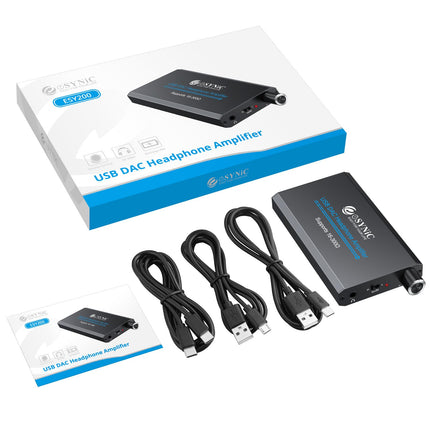 eSynic kõrvaklapivõimendi kaasaskantav HiFi võimendi heli laetav kõrvaklapivõimendi 1m C-tüüpi kaabli ja liitiumakuga MP3 mobiiltelefoni ja sülearvuti jaoks