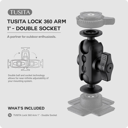 TUSITA lukk 360-haruga 1" kinnitus - topeltpesaga, B-suurus, lühike