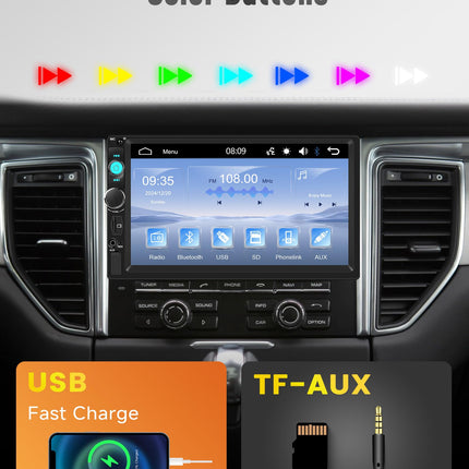Rimoody autoraadio 2 DIN Bluetooth-vabakäevarustusega, iOS/Android Mirror Link, 7-tolline autoraadio, topelt-DIN Bluetooth-ühendusega, FM-raadio, USB/AUX/TF-raadio, roolilt juhtimine, tahavaatekaamera