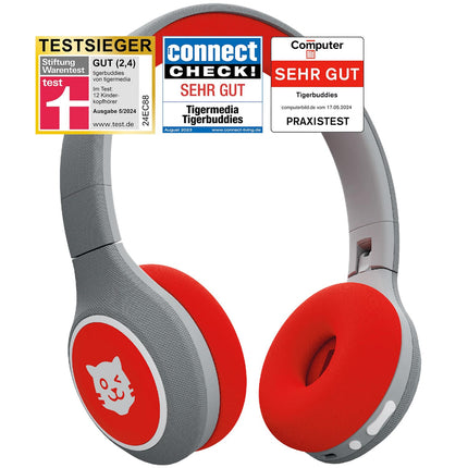 tigermedia tigerbuddies Bluetooth laste kõrvaklapid | Reguleeritav sobivus ja pehmed padjad | Laste kõrvaklapid helitugevuse piirajaga | Pistik ja Bluetooth | 8 tundi juhtmevaba kasutusaega