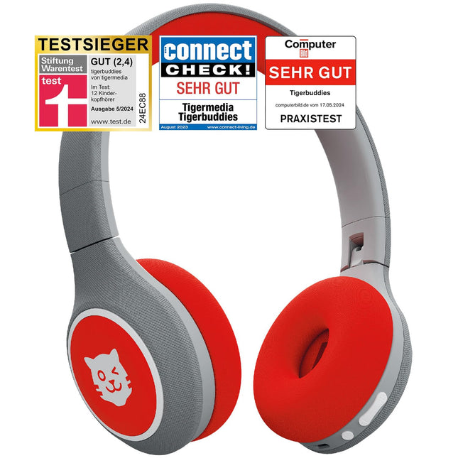 tigermedia tigerbuddies Bluetooth laste kõrvaklapid | Reguleeritav sobivus ja pehmed padjad | Laste kõrvaklapid helitugevuse piirajaga | Pistik ja Bluetooth | 8 tundi juhtmevaba kasutusaega