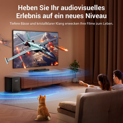 TONOR TV heliriba subwooferiga, 2.1 kanaliga heliriba telerile/arvutile, 5.3 Bluetooth-kõlar telerile, 3 ekvalaiseri režiimi/BASSMX/DSP/3D ruumiline heli, kodukino helisüsteem, HDMI ARC/optiline/AUX/USB