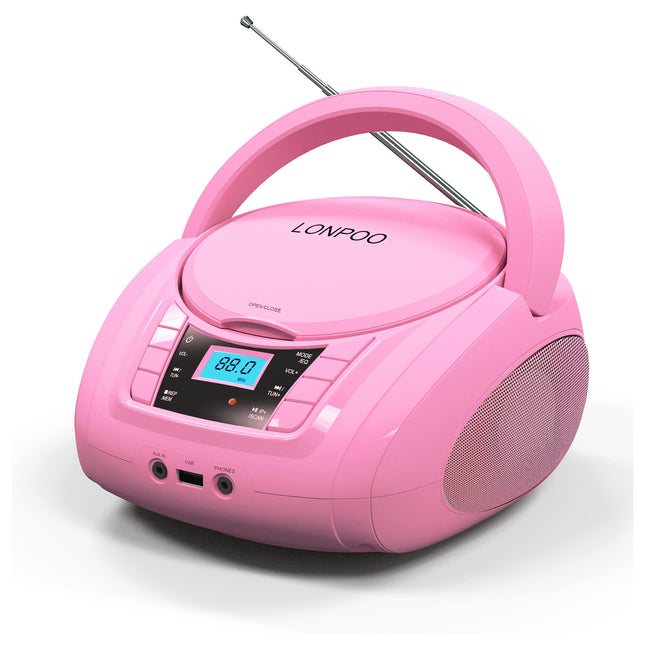 Kaasaskantav CD-mängija Boombox FM-raadio/Bluetoothi/USB/AUX-sisendiga | 3,5 mm mikrofoni- ja kõrvaklapipesa | 2x2W selge stereoheli (LP-D03P)